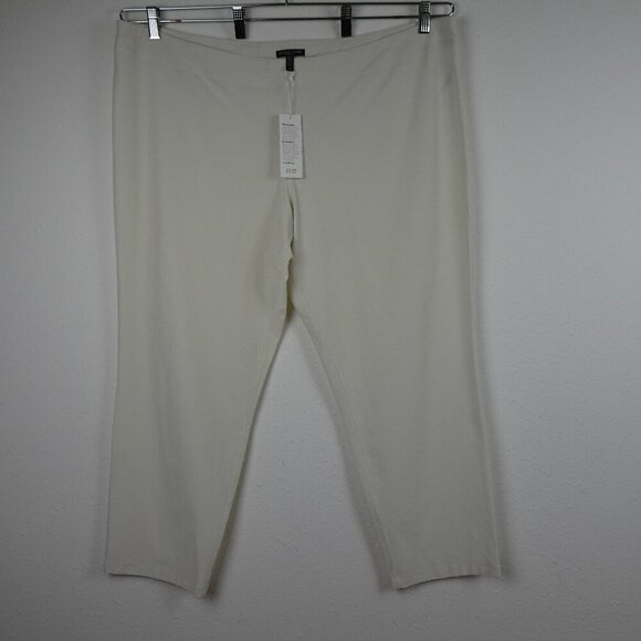 Eileen Fisher Slim Ankle Pants Women's Plus Size 3X Ivory Washable Stretch Crepe - Picture 1 of 12